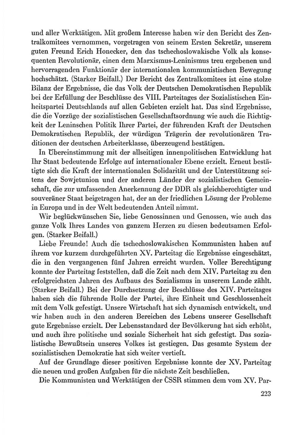Protokoll der Verhandlungen des Ⅸ. Parteitages der Sozialistischen Einheitspartei Deutschlands (SED) [Deutsche Demokratische Republik (DDR)] 1976, Band 1, Seite 223 (Prot. Verh. Ⅸ. PT SED DDR 1976, Bd. 1, S. 223)