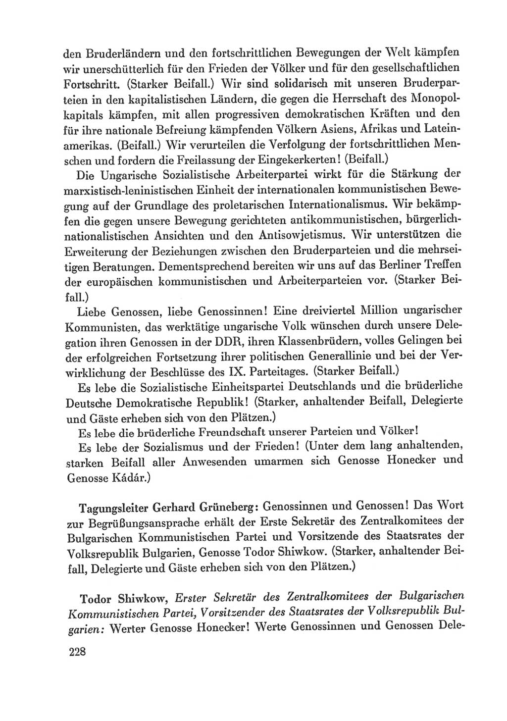 Protokoll der Verhandlungen des Ⅸ. Parteitages der Sozialistischen Einheitspartei Deutschlands (SED) [Deutsche Demokratische Republik (DDR)] 1976, Band 1, Seite 228 (Prot. Verh. Ⅸ. PT SED DDR 1976, Bd. 1, S. 228)