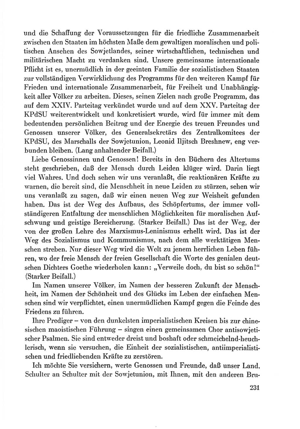 Protokoll der Verhandlungen des Ⅸ. Parteitages der Sozialistischen Einheitspartei Deutschlands (SED) [Deutsche Demokratische Republik (DDR)] 1976, Band 1, Seite 231 (Prot. Verh. Ⅸ. PT SED DDR 1976, Bd. 1, S. 231)