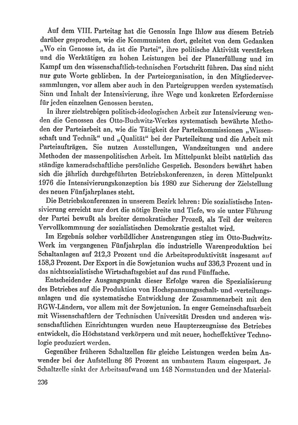 Protokoll der Verhandlungen des Ⅸ. Parteitages der Sozialistischen Einheitspartei Deutschlands (SED) [Deutsche Demokratische Republik (DDR)] 1976, Band 1, Seite 236 (Prot. Verh. Ⅸ. PT SED DDR 1976, Bd. 1, S. 236)