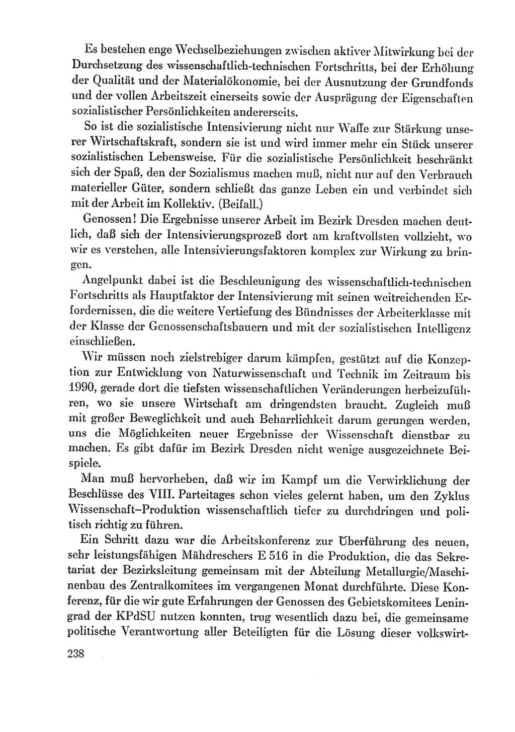 Protokoll der Verhandlungen des Ⅸ. Parteitages der Sozialistischen Einheitspartei Deutschlands (SED) [Deutsche Demokratische Republik (DDR)] 1976, Band 1, Seite 238 (Prot. Verh. Ⅸ. PT SED DDR 1976, Bd. 1, S. 238)