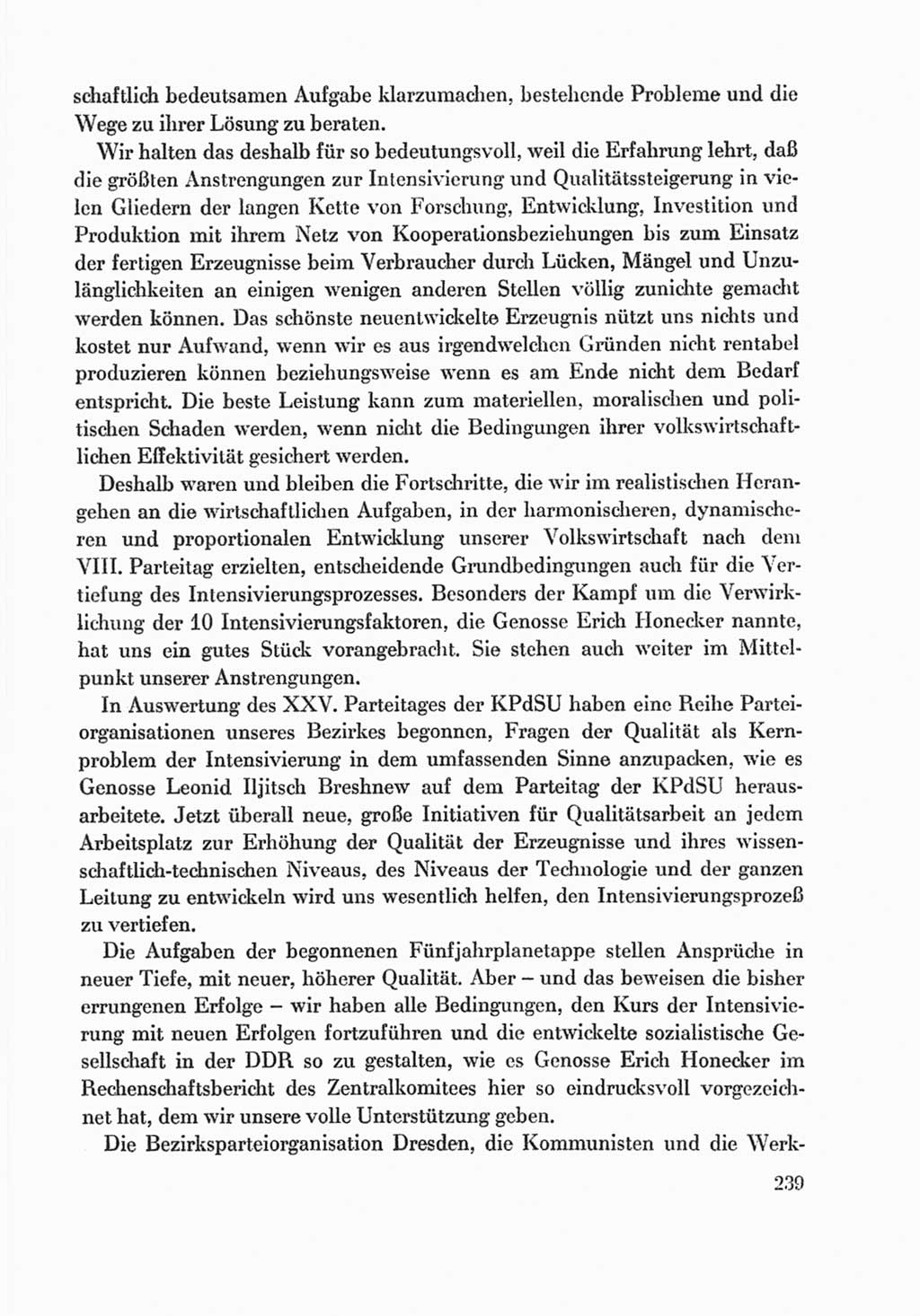 Protokoll der Verhandlungen des Ⅸ. Parteitages der Sozialistischen Einheitspartei Deutschlands (SED) [Deutsche Demokratische Republik (DDR)] 1976, Band 1, Seite 239 (Prot. Verh. Ⅸ. PT SED DDR 1976, Bd. 1, S. 239)