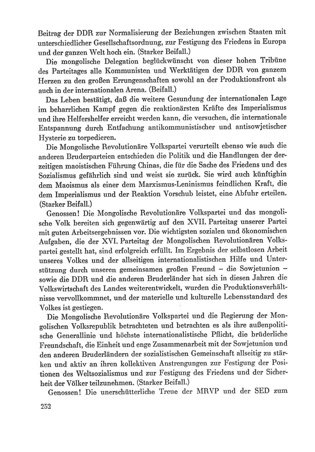 Protokoll der Verhandlungen des Ⅸ. Parteitages der Sozialistischen Einheitspartei Deutschlands (SED) [Deutsche Demokratische Republik (DDR)] 1976, Band 1, Seite 252 (Prot. Verh. Ⅸ. PT SED DDR 1976, Bd. 1, S. 252)