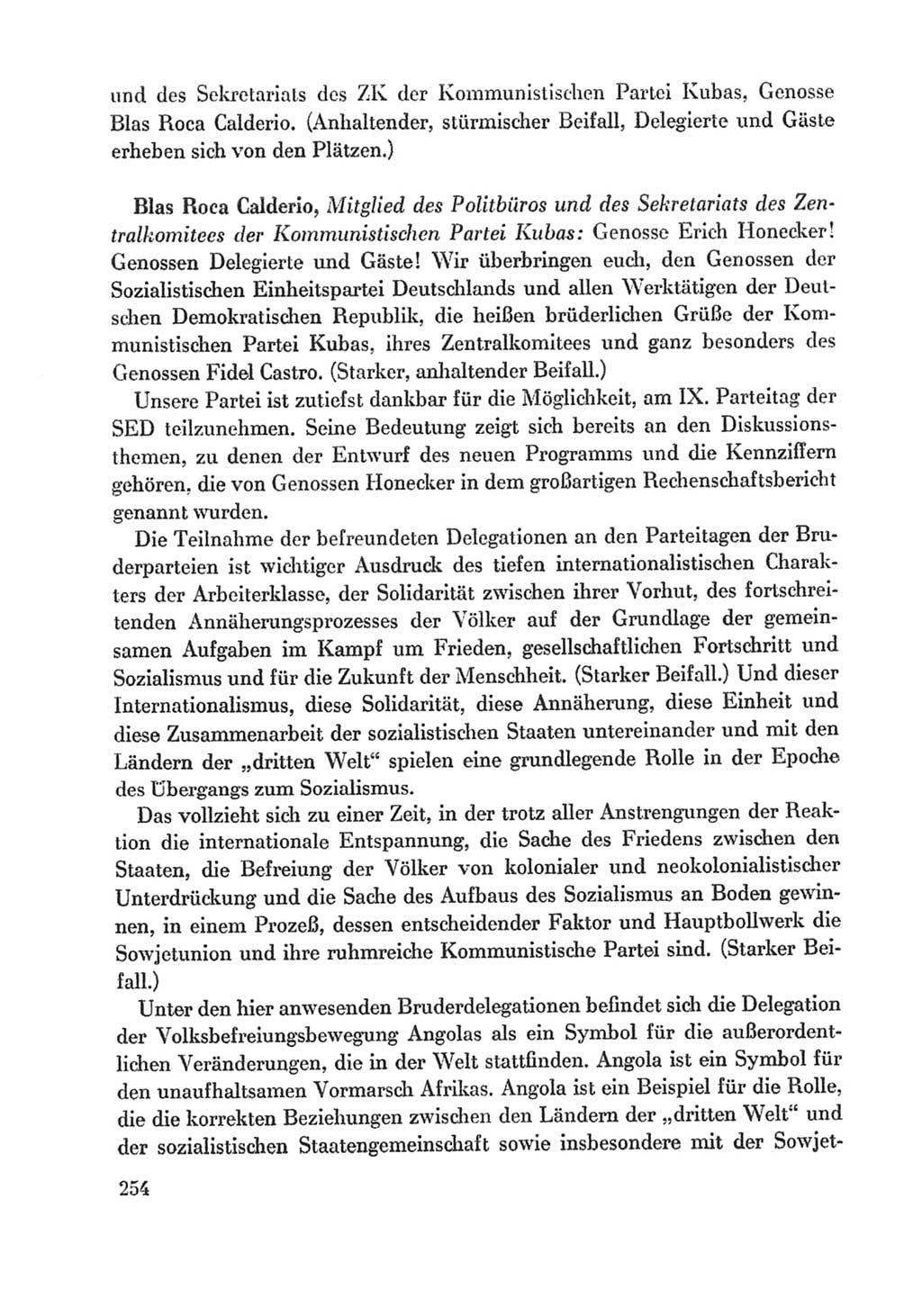 Protokoll der Verhandlungen des Ⅸ. Parteitages der Sozialistischen Einheitspartei Deutschlands (SED) [Deutsche Demokratische Republik (DDR)] 1976, Band 1, Seite 254 (Prot. Verh. Ⅸ. PT SED DDR 1976, Bd. 1, S. 254)