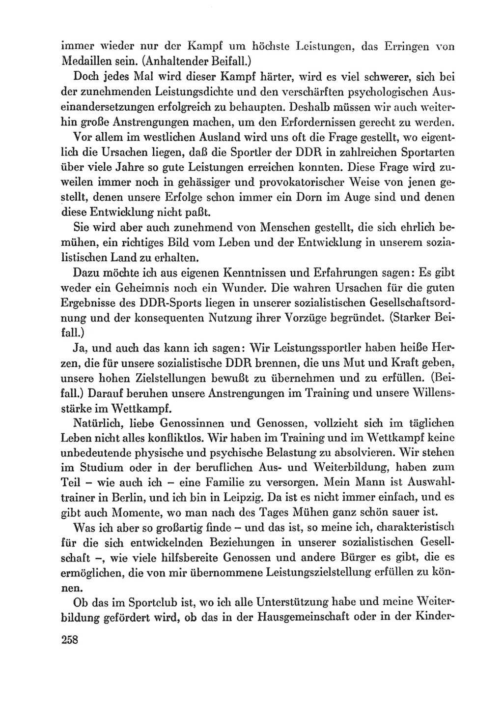 Protokoll der Verhandlungen des Ⅸ. Parteitages der Sozialistischen Einheitspartei Deutschlands (SED) [Deutsche Demokratische Republik (DDR)] 1976, Band 1, Seite 258 (Prot. Verh. Ⅸ. PT SED DDR 1976, Bd. 1, S. 258)