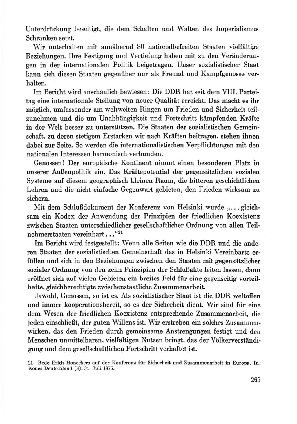 Protokoll der Verhandlungen des Ⅸ. Parteitages der Sozialistischen Einheitspartei Deutschlands (SED) [Deutsche Demokratische Republik (DDR)] 1976, Band 1, Seite 263 (Prot. Verh. Ⅸ. PT SED DDR 1976, Bd. 1, S. 263)