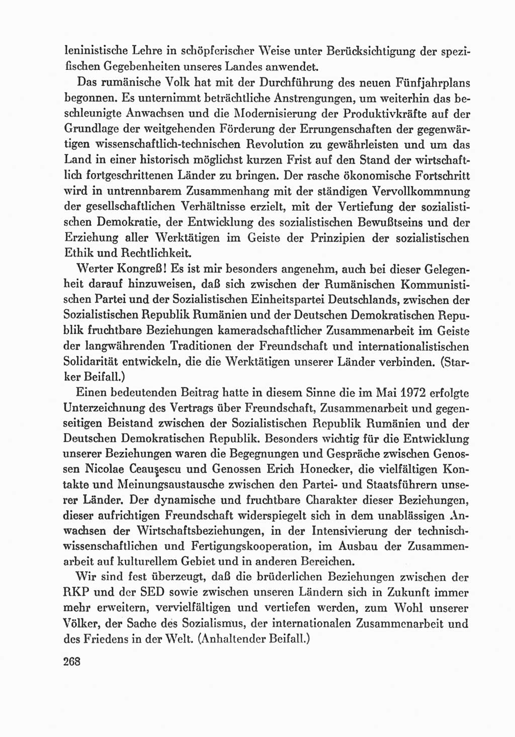 Protokoll der Verhandlungen des Ⅸ. Parteitages der Sozialistischen Einheitspartei Deutschlands (SED) [Deutsche Demokratische Republik (DDR)] 1976, Band 1, Seite 268 (Prot. Verh. Ⅸ. PT SED DDR 1976, Bd. 1, S. 268)