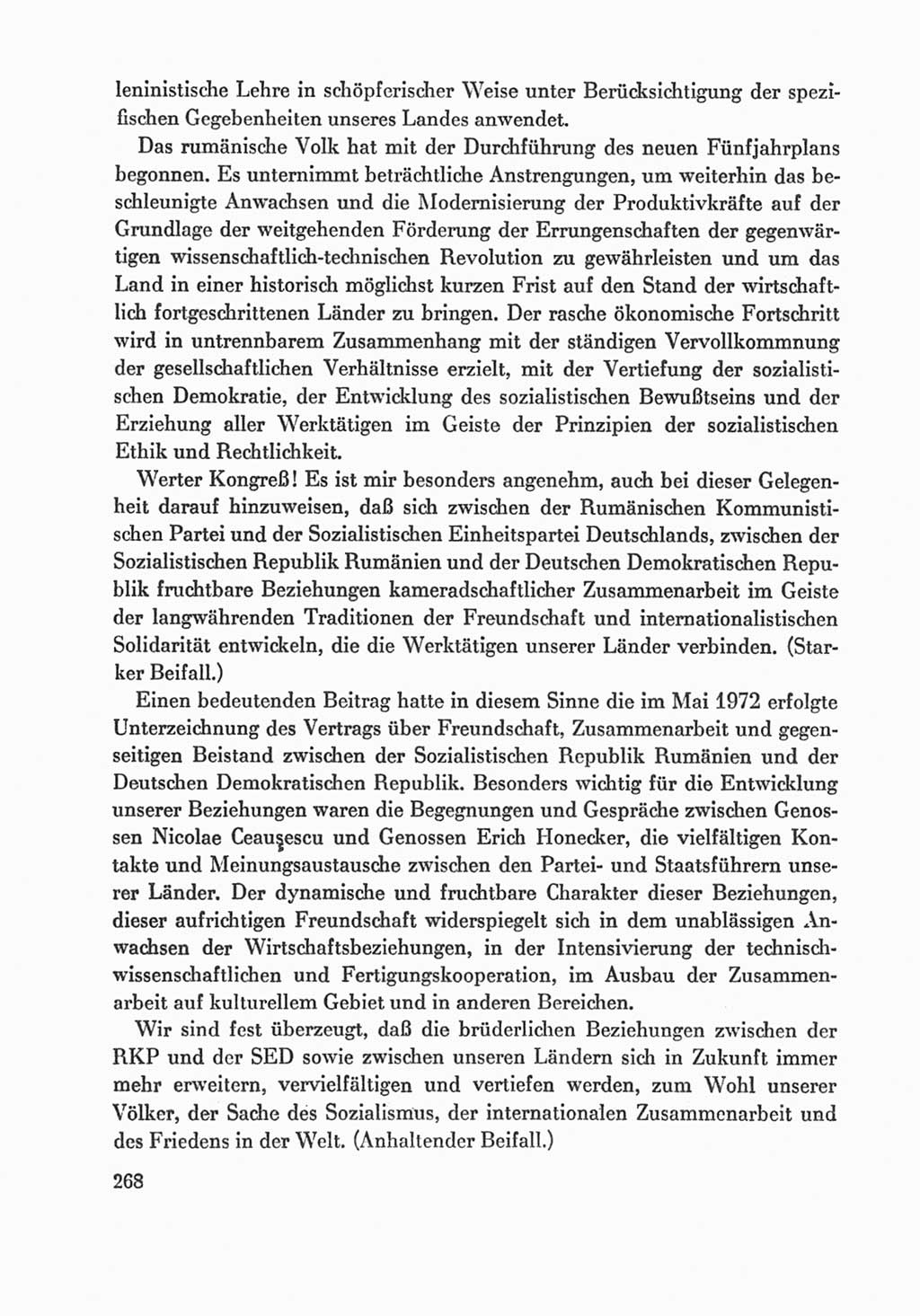 Protokoll der Verhandlungen des Ⅸ. Parteitages der Sozialistischen Einheitspartei Deutschlands (SED) [Deutsche Demokratische Republik (DDR)] 1976, Band 1, Seite 268 (Prot. Verh. Ⅸ. PT SED DDR 1976, Bd. 1, S. 268)