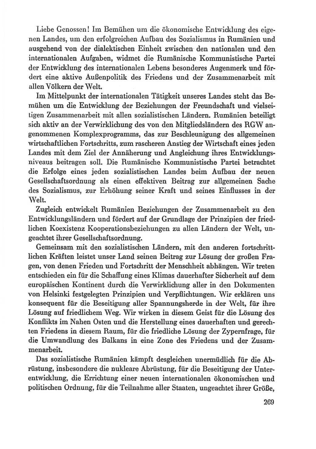 Protokoll der Verhandlungen des Ⅸ. Parteitages der Sozialistischen Einheitspartei Deutschlands (SED) [Deutsche Demokratische Republik (DDR)] 1976, Band 1, Seite 269 (Prot. Verh. Ⅸ. PT SED DDR 1976, Bd. 1, S. 269)