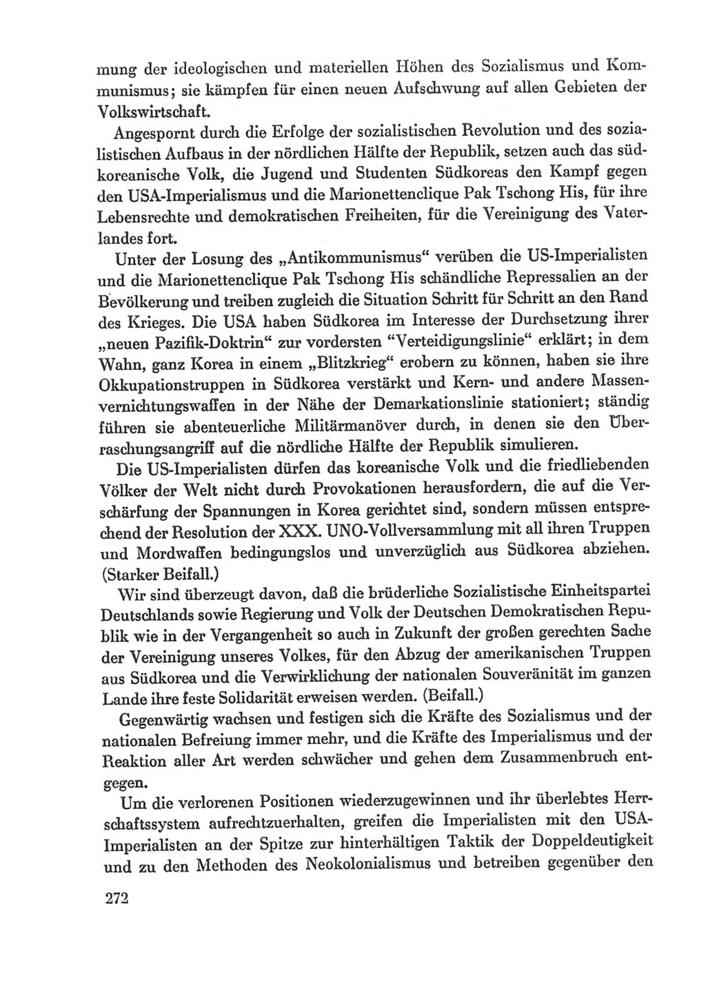 Protokoll der Verhandlungen des Ⅸ. Parteitages der Sozialistischen Einheitspartei Deutschlands (SED) [Deutsche Demokratische Republik (DDR)] 1976, Band 1, Seite 272 (Prot. Verh. Ⅸ. PT SED DDR 1976, Bd. 1, S. 272)
