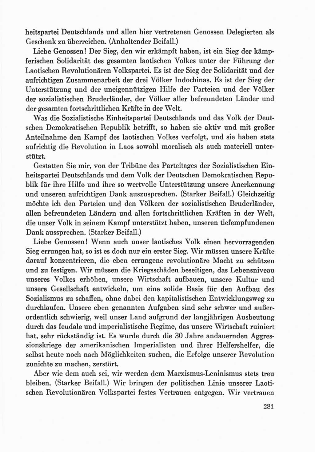 Protokoll der Verhandlungen des Ⅸ. Parteitages der Sozialistischen Einheitspartei Deutschlands (SED) [Deutsche Demokratische Republik (DDR)] 1976, Band 1, Seite 281 (Prot. Verh. Ⅸ. PT SED DDR 1976, Bd. 1, S. 281)