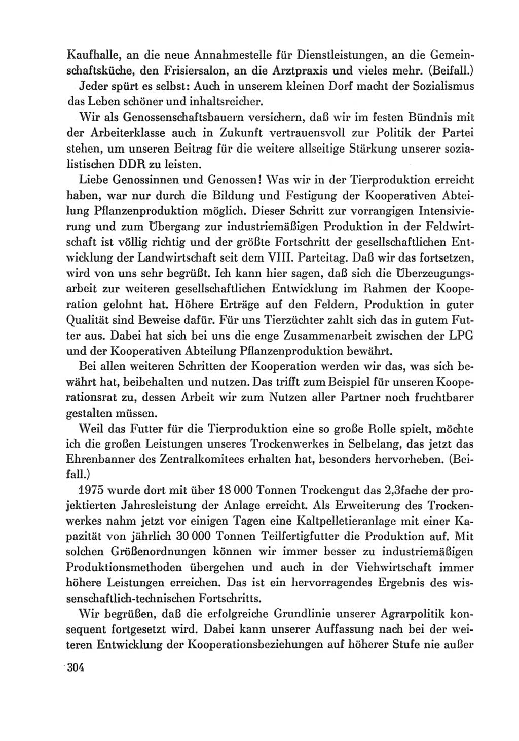 Protokoll der Verhandlungen des Ⅸ. Parteitages der Sozialistischen Einheitspartei Deutschlands (SED) [Deutsche Demokratische Republik (DDR)] 1976, Band 1, Seite 304 (Prot. Verh. Ⅸ. PT SED DDR 1976, Bd. 1, S. 304)
