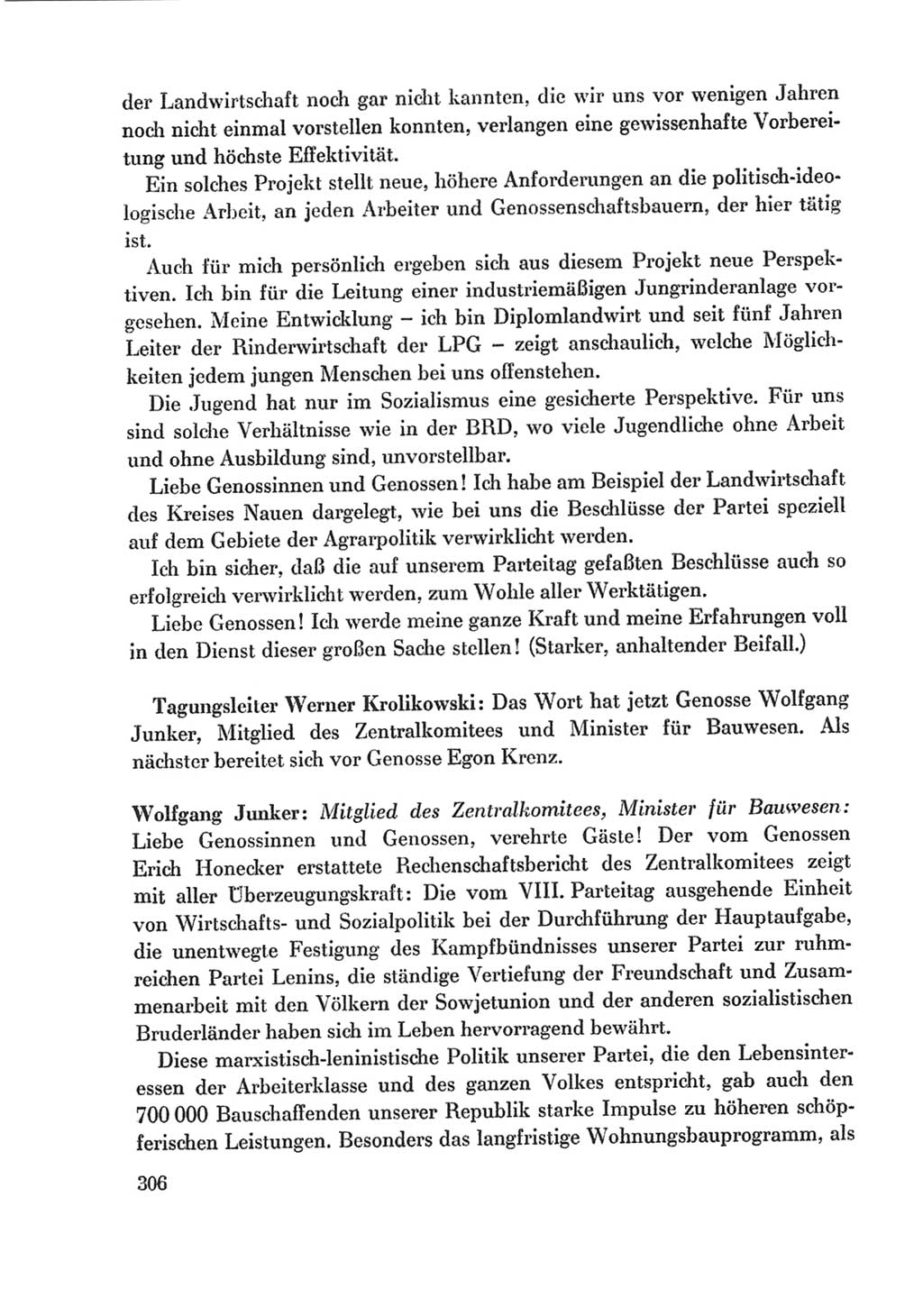 Protokoll der Verhandlungen des Ⅸ. Parteitages der Sozialistischen Einheitspartei Deutschlands (SED) [Deutsche Demokratische Republik (DDR)] 1976, Band 1, Seite 306 (Prot. Verh. Ⅸ. PT SED DDR 1976, Bd. 1, S. 306)
