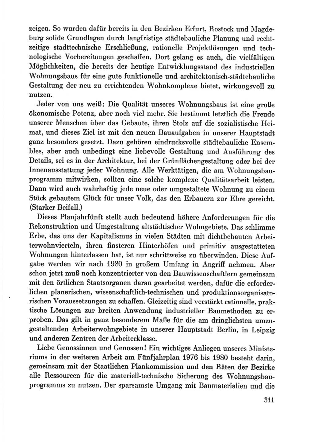 Protokoll der Verhandlungen des Ⅸ. Parteitages der Sozialistischen Einheitspartei Deutschlands (SED) [Deutsche Demokratische Republik (DDR)] 1976, Band 1, Seite 311 (Prot. Verh. Ⅸ. PT SED DDR 1976, Bd. 1, S. 311)