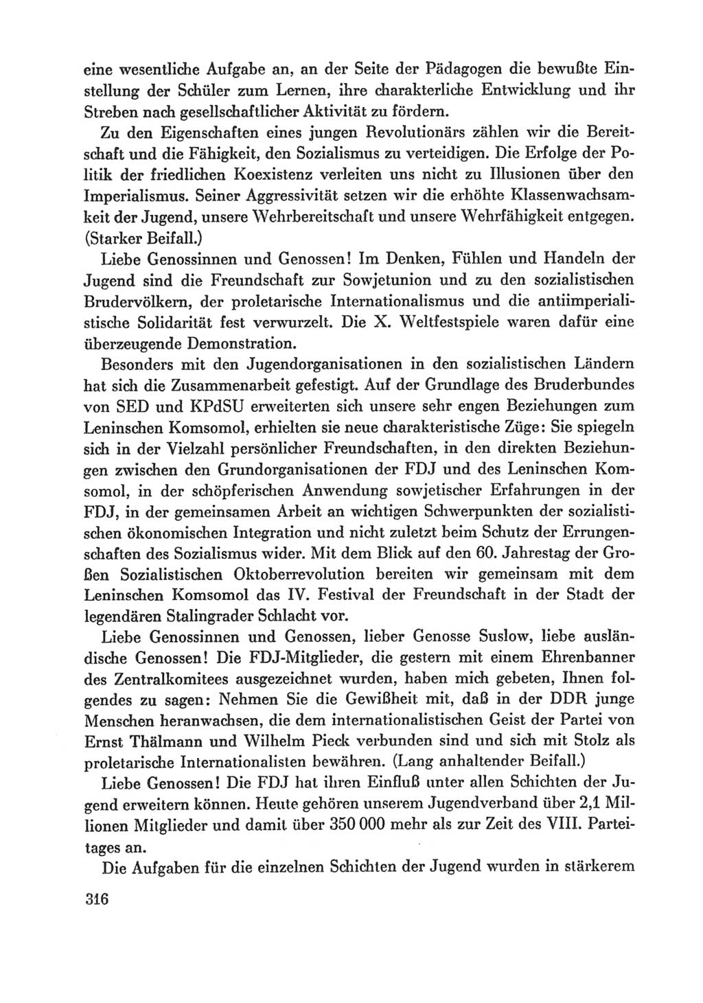 Protokoll der Verhandlungen des Ⅸ. Parteitages der Sozialistischen Einheitspartei Deutschlands (SED) [Deutsche Demokratische Republik (DDR)] 1976, Band 1, Seite 316 (Prot. Verh. Ⅸ. PT SED DDR 1976, Bd. 1, S. 316)