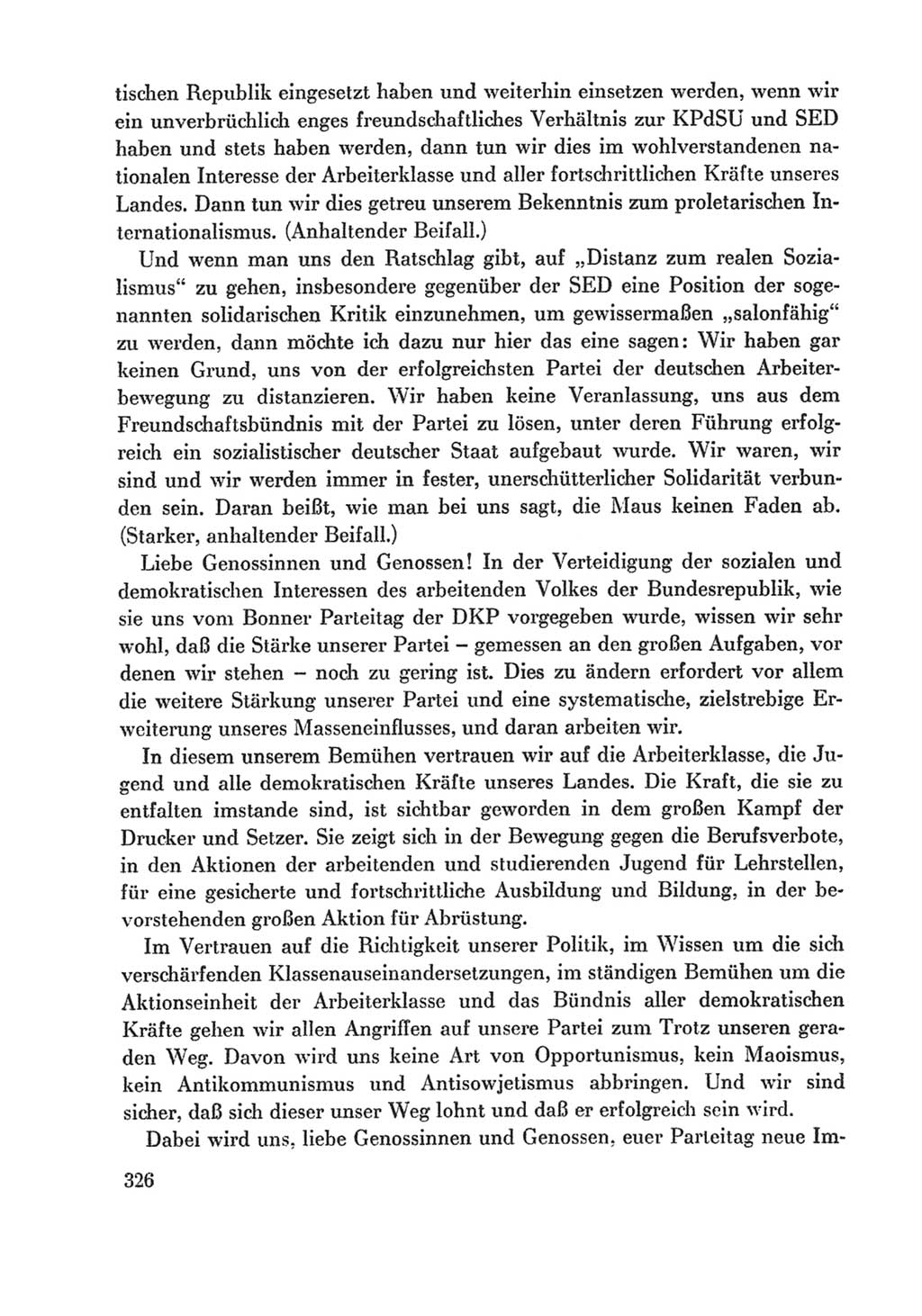 Protokoll der Verhandlungen des Ⅸ. Parteitages der Sozialistischen Einheitspartei Deutschlands (SED) [Deutsche Demokratische Republik (DDR)] 1976, Band 1, Seite 326 (Prot. Verh. Ⅸ. PT SED DDR 1976, Bd. 1, S. 326)