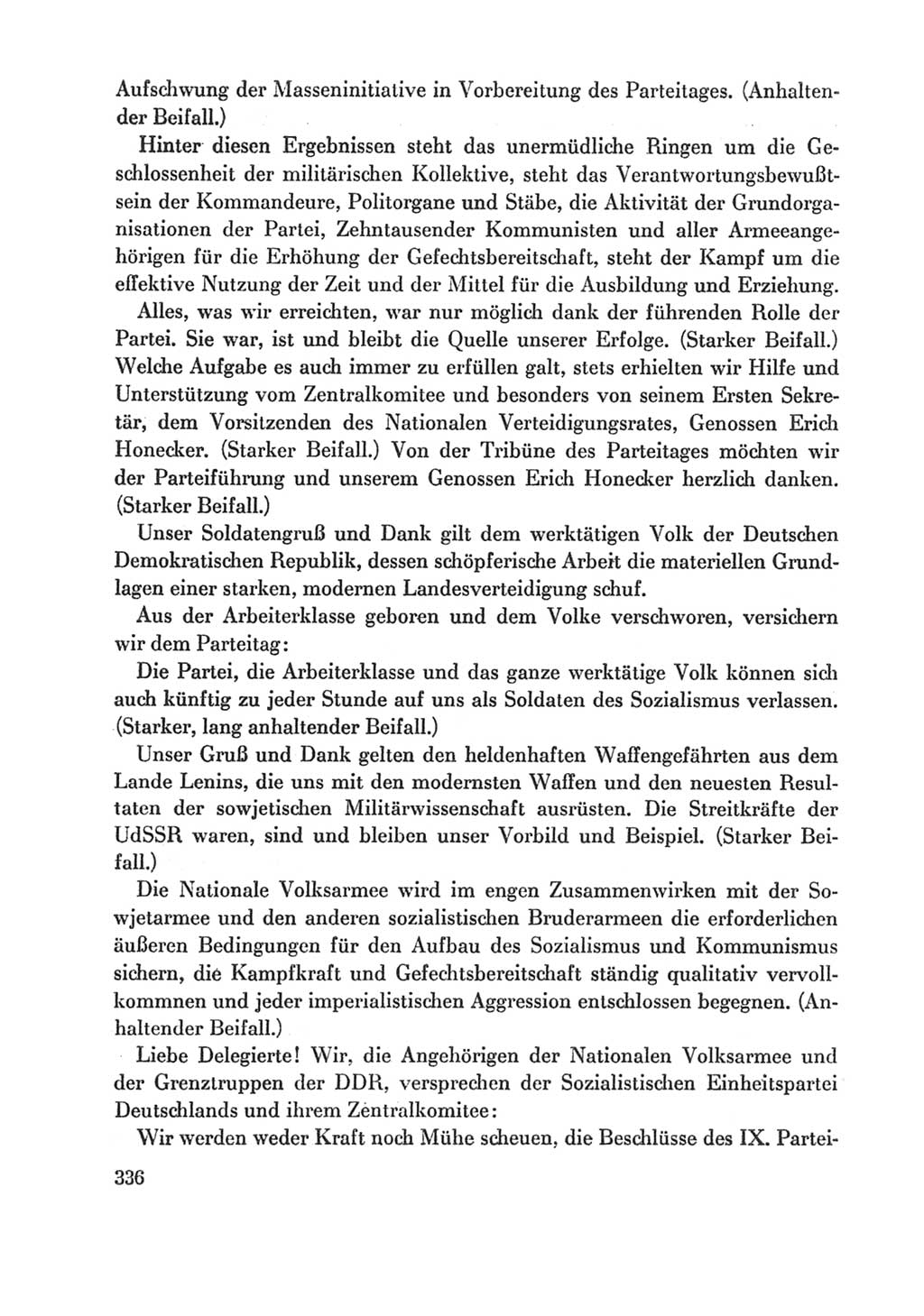 Protokoll der Verhandlungen des Ⅸ. Parteitages der Sozialistischen Einheitspartei Deutschlands (SED) [Deutsche Demokratische Republik (DDR)] 1976, Band 1, Seite 336 (Prot. Verh. Ⅸ. PT SED DDR 1976, Bd. 1, S. 336)