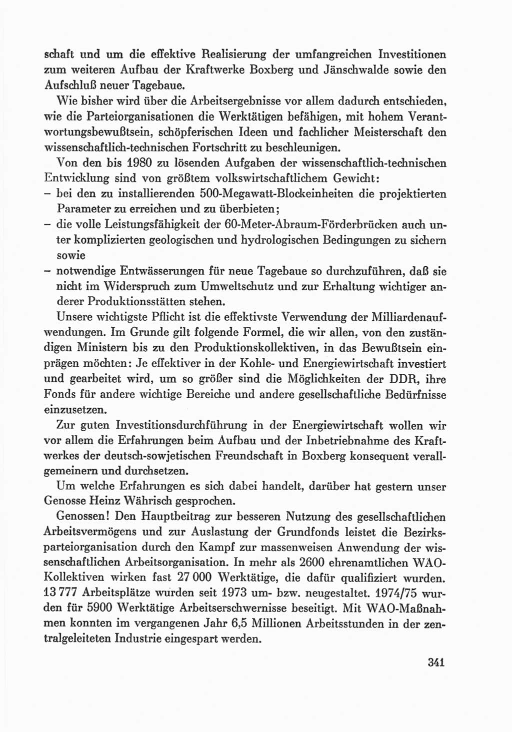 Protokoll der Verhandlungen des Ⅸ. Parteitages der Sozialistischen Einheitspartei Deutschlands (SED) [Deutsche Demokratische Republik (DDR)] 1976, Band 1, Seite 341 (Prot. Verh. Ⅸ. PT SED DDR 1976, Bd. 1, S. 341)
