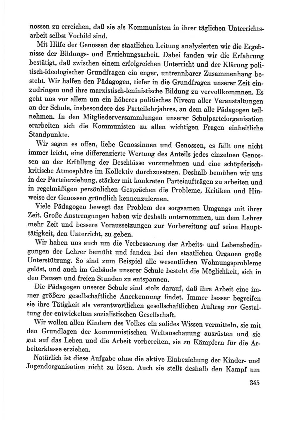 Protokoll der Verhandlungen des Ⅸ. Parteitages der Sozialistischen Einheitspartei Deutschlands (SED) [Deutsche Demokratische Republik (DDR)] 1976, Band 1, Seite 345 (Prot. Verh. Ⅸ. PT SED DDR 1976, Bd. 1, S. 345)