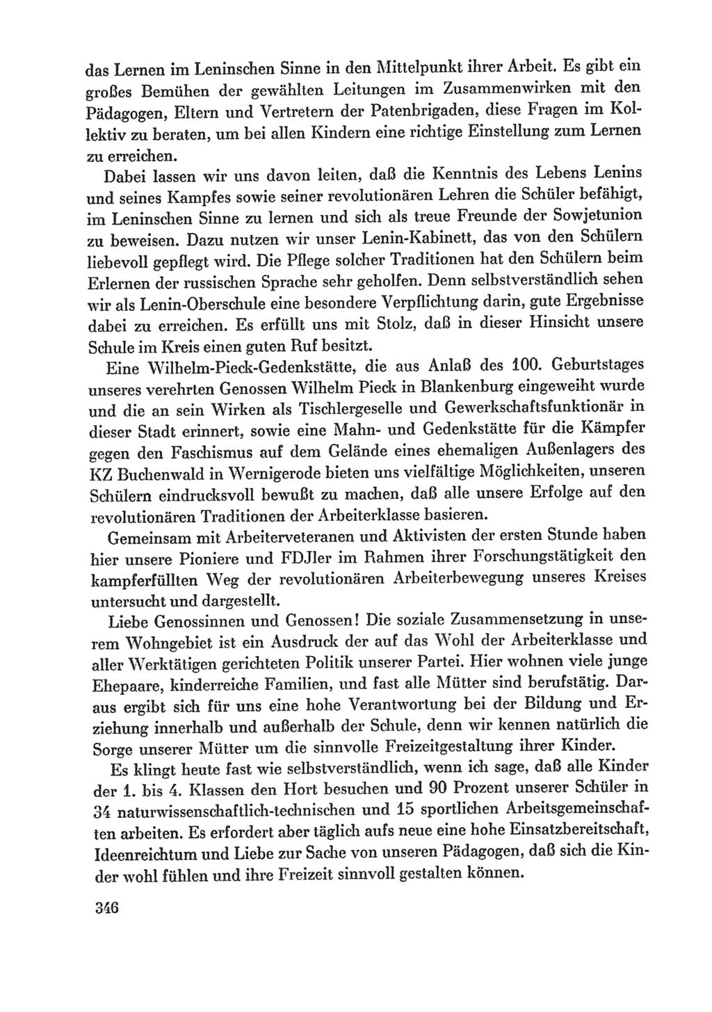 Protokoll der Verhandlungen des Ⅸ. Parteitages der Sozialistischen Einheitspartei Deutschlands (SED) [Deutsche Demokratische Republik (DDR)] 1976, Band 1, Seite 346 (Prot. Verh. Ⅸ. PT SED DDR 1976, Bd. 1, S. 346)