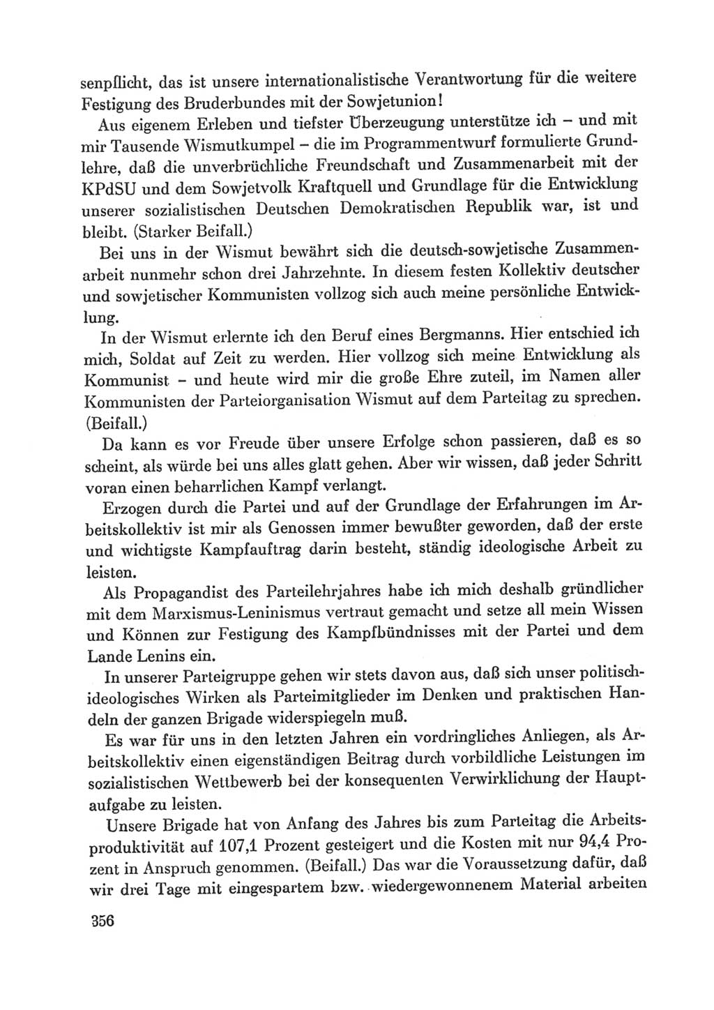 Protokoll der Verhandlungen des Ⅸ. Parteitages der Sozialistischen Einheitspartei Deutschlands (SED) [Deutsche Demokratische Republik (DDR)] 1976, Band 1, Seite 356 (Prot. Verh. Ⅸ. PT SED DDR 1976, Bd. 1, S. 356)