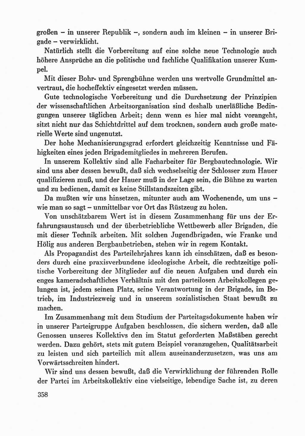 Protokoll der Verhandlungen des Ⅸ. Parteitages der Sozialistischen Einheitspartei Deutschlands (SED) [Deutsche Demokratische Republik (DDR)] 1976, Band 1, Seite 358 (Prot. Verh. Ⅸ. PT SED DDR 1976, Bd. 1, S. 358)