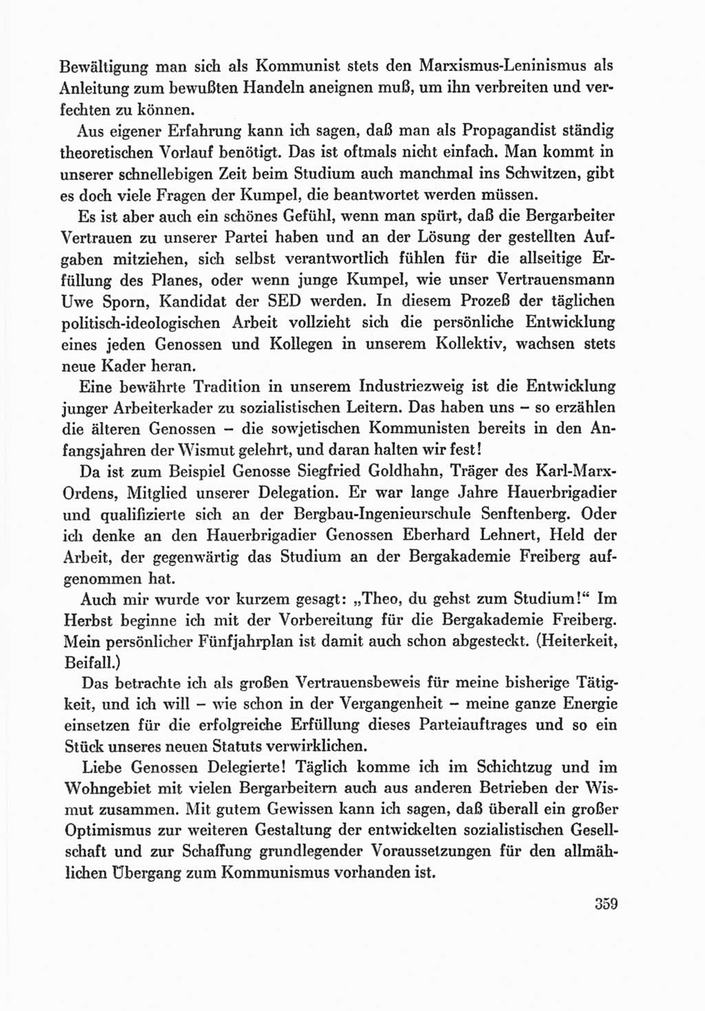Protokoll der Verhandlungen des Ⅸ. Parteitages der Sozialistischen Einheitspartei Deutschlands (SED) [Deutsche Demokratische Republik (DDR)] 1976, Band 1, Seite 359 (Prot. Verh. Ⅸ. PT SED DDR 1976, Bd. 1, S. 359)