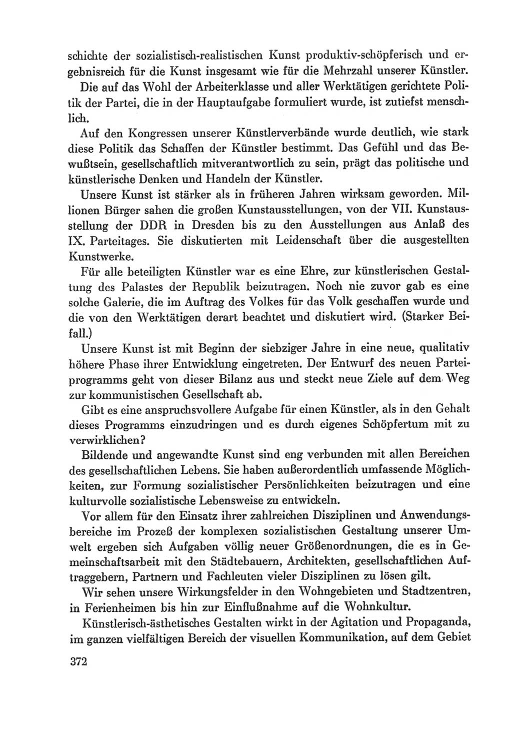 Protokoll der Verhandlungen des Ⅸ. Parteitages der Sozialistischen Einheitspartei Deutschlands (SED) [Deutsche Demokratische Republik (DDR)] 1976, Band 1, Seite 372 (Prot. Verh. Ⅸ. PT SED DDR 1976, Bd. 1, S. 372)