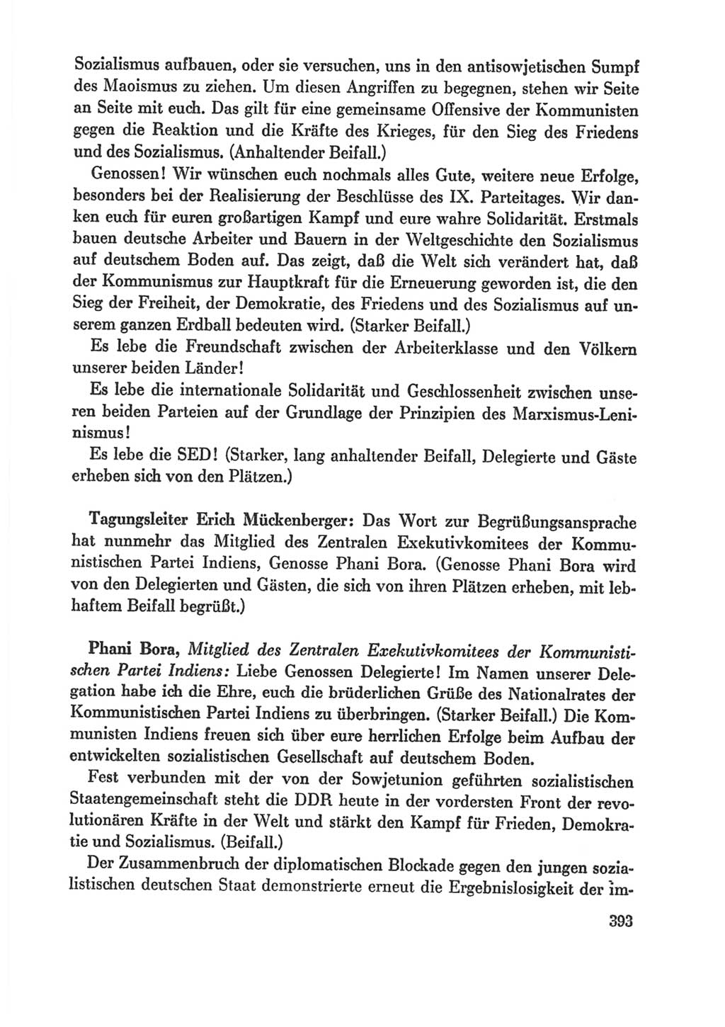 Protokoll der Verhandlungen des Ⅸ. Parteitages der Sozialistischen Einheitspartei Deutschlands (SED) [Deutsche Demokratische Republik (DDR)] 1976, Band 1, Seite 393 (Prot. Verh. Ⅸ. PT SED DDR 1976, Bd. 1, S. 393)