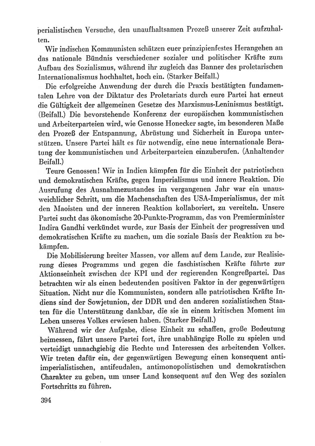 Protokoll der Verhandlungen des Ⅸ. Parteitages der Sozialistischen Einheitspartei Deutschlands (SED) [Deutsche Demokratische Republik (DDR)] 1976, Band 1, Seite 394 (Prot. Verh. Ⅸ. PT SED DDR 1976, Bd. 1, S. 394)