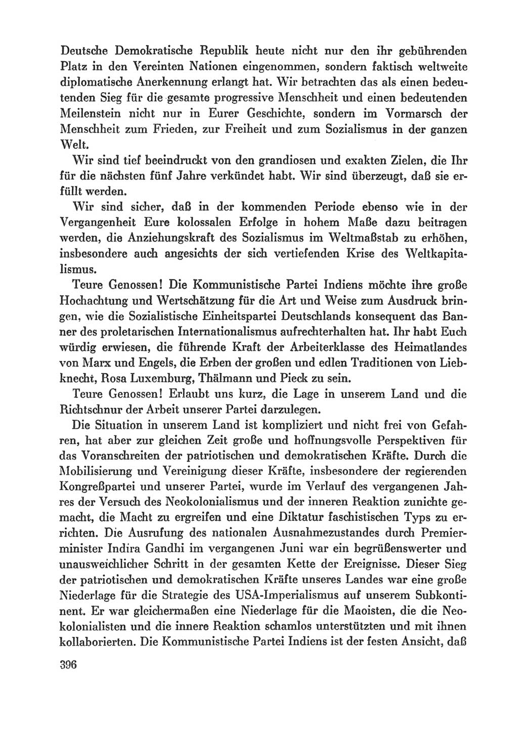 Protokoll der Verhandlungen des Ⅸ. Parteitages der Sozialistischen Einheitspartei Deutschlands (SED) [Deutsche Demokratische Republik (DDR)] 1976, Band 1, Seite 396 (Prot. Verh. Ⅸ. PT SED DDR 1976, Bd. 1, S. 396)