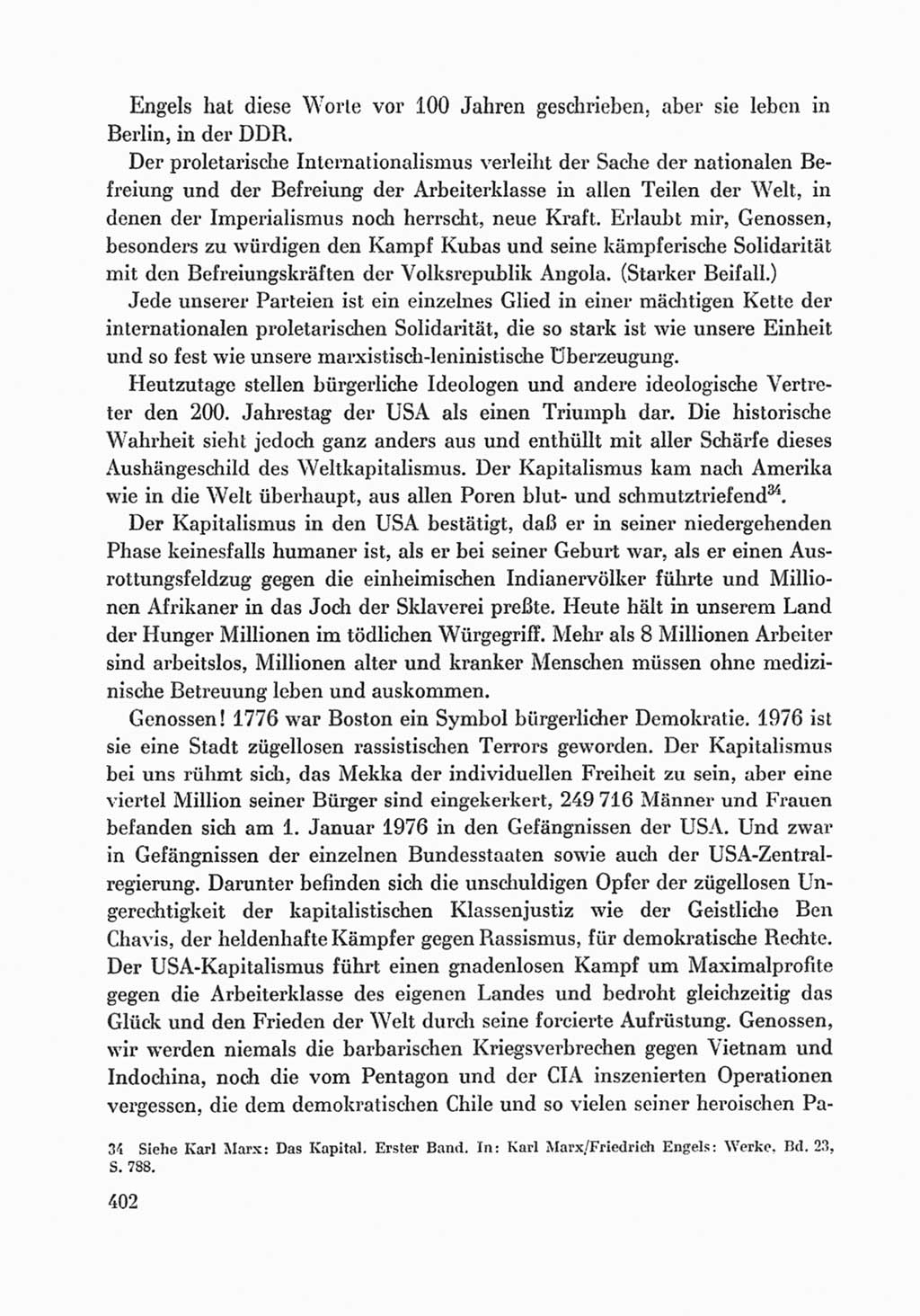 Protokoll der Verhandlungen des Ⅸ. Parteitages der Sozialistischen Einheitspartei Deutschlands (SED) [Deutsche Demokratische Republik (DDR)] 1976, Band 1, Seite 402 (Prot. Verh. Ⅸ. PT SED DDR 1976, Bd. 1, S. 402)