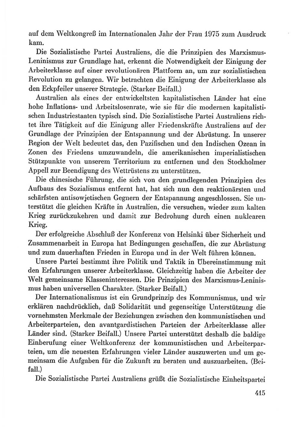 Protokoll der Verhandlungen des Ⅸ. Parteitages der Sozialistischen Einheitspartei Deutschlands (SED) [Deutsche Demokratische Republik (DDR)] 1976, Band 1, Seite 415 (Prot. Verh. Ⅸ. PT SED DDR 1976, Bd. 1, S. 415)