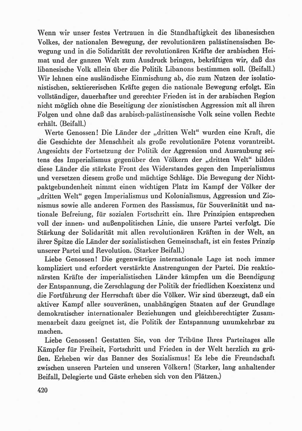 Protokoll der Verhandlungen des Ⅸ. Parteitages der Sozialistischen Einheitspartei Deutschlands (SED) [Deutsche Demokratische Republik (DDR)] 1976, Band 1, Seite 420 (Prot. Verh. Ⅸ. PT SED DDR 1976, Bd. 1, S. 420)