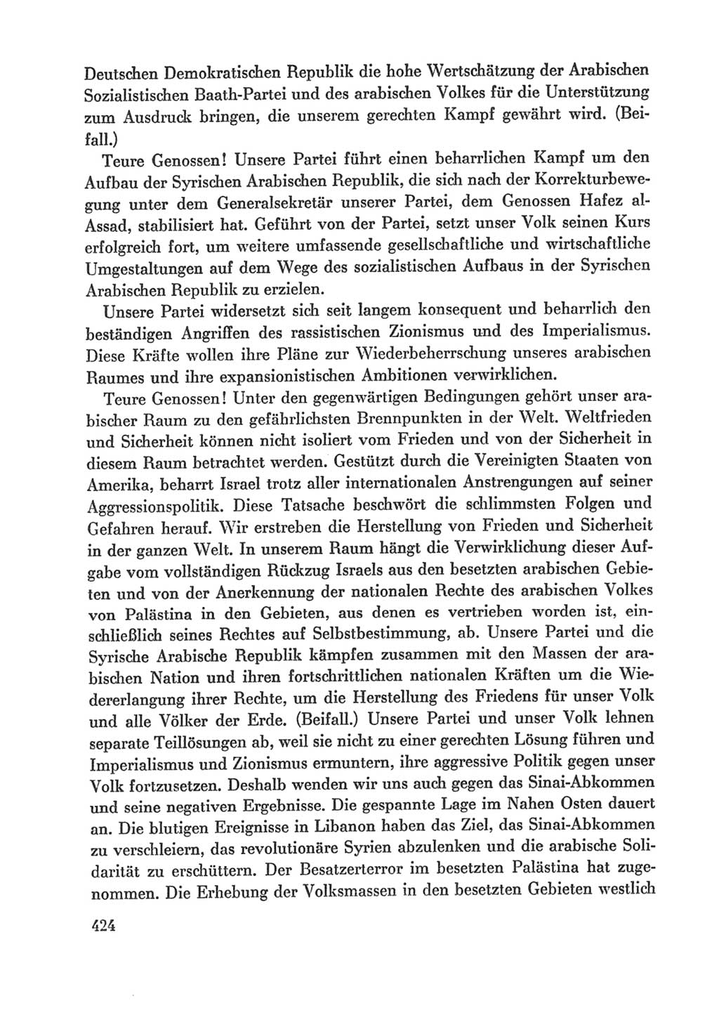 Protokoll der Verhandlungen des Ⅸ. Parteitages der Sozialistischen Einheitspartei Deutschlands (SED) [Deutsche Demokratische Republik (DDR)] 1976, Band 1, Seite 424 (Prot. Verh. Ⅸ. PT SED DDR 1976, Bd. 1, S. 424)