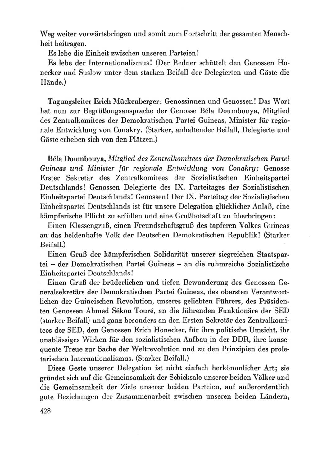 Protokoll der Verhandlungen des Ⅸ. Parteitages der Sozialistischen Einheitspartei Deutschlands (SED) [Deutsche Demokratische Republik (DDR)] 1976, Band 1, Seite 428 (Prot. Verh. Ⅸ. PT SED DDR 1976, Bd. 1, S. 428)