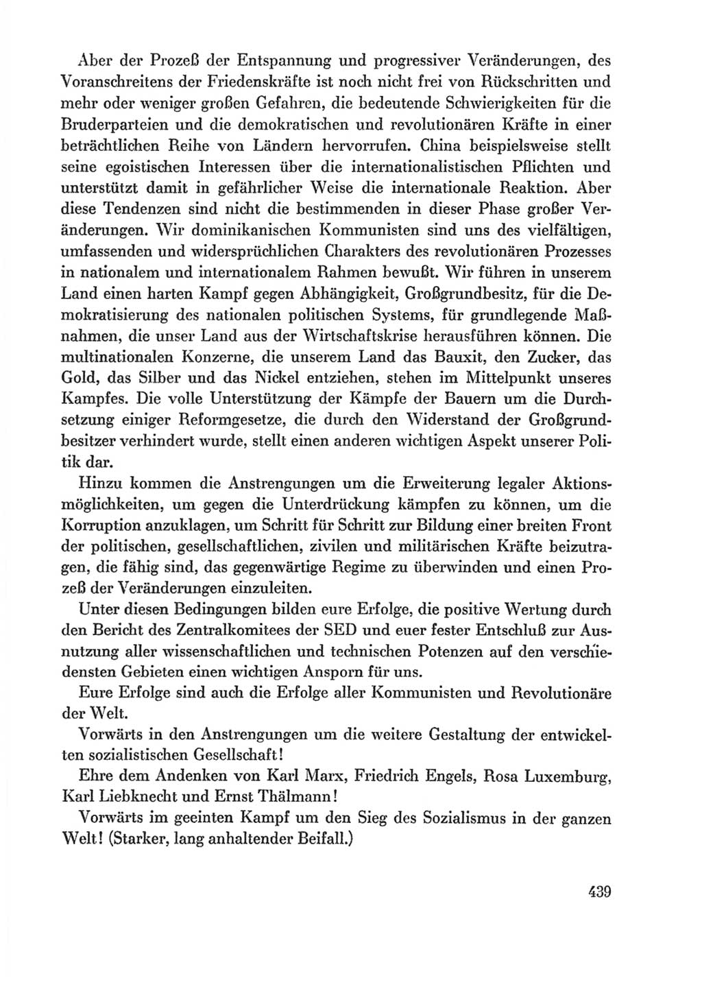 Protokoll der Verhandlungen des Ⅸ. Parteitages der Sozialistischen Einheitspartei Deutschlands (SED) [Deutsche Demokratische Republik (DDR)] 1976, Band 1, Seite 439 (Prot. Verh. Ⅸ. PT SED DDR 1976, Bd. 1, S. 439)