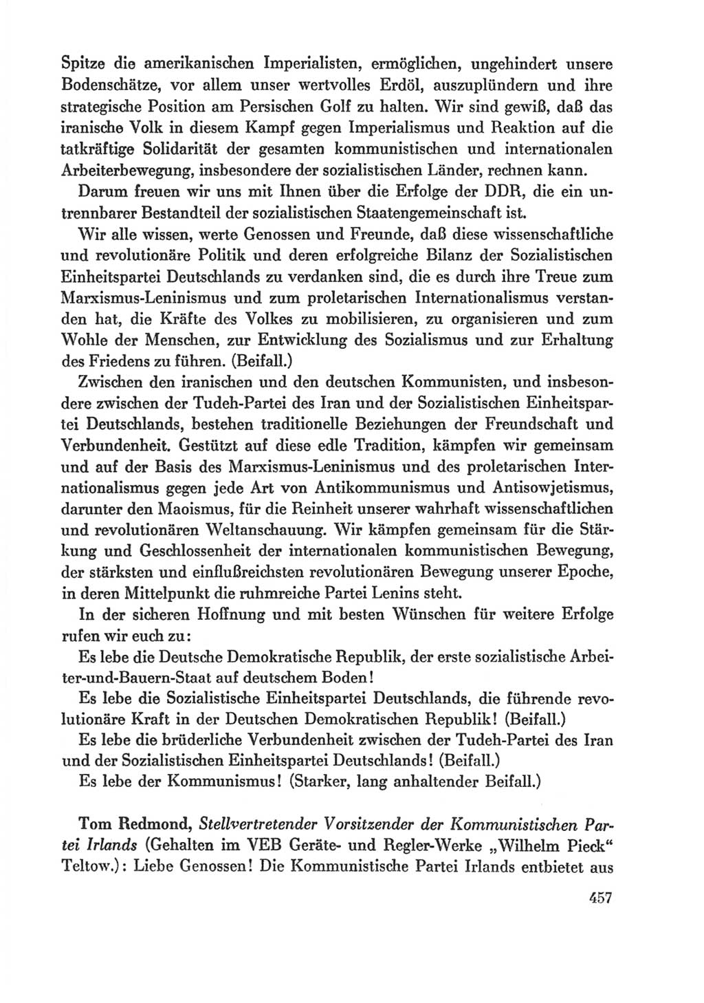 Protokoll der Verhandlungen des Ⅸ. Parteitages der Sozialistischen Einheitspartei Deutschlands (SED) [Deutsche Demokratische Republik (DDR)] 1976, Band 1, Seite 457 (Prot. Verh. Ⅸ. PT SED DDR 1976, Bd. 1, S. 457)