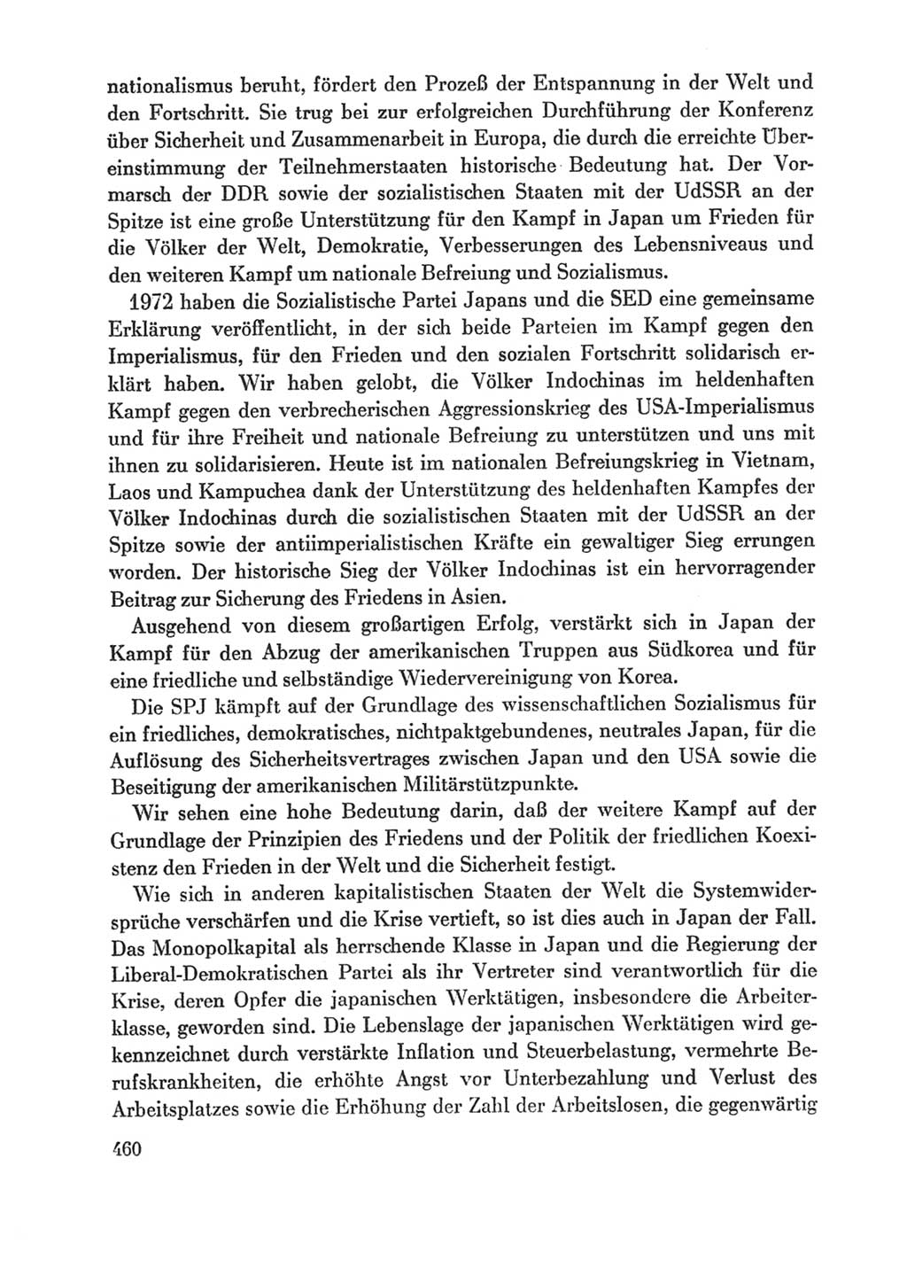 Protokoll der Verhandlungen des Ⅸ. Parteitages der Sozialistischen Einheitspartei Deutschlands (SED) [Deutsche Demokratische Republik (DDR)] 1976, Band 1, Seite 460 (Prot. Verh. Ⅸ. PT SED DDR 1976, Bd. 1, S. 460)