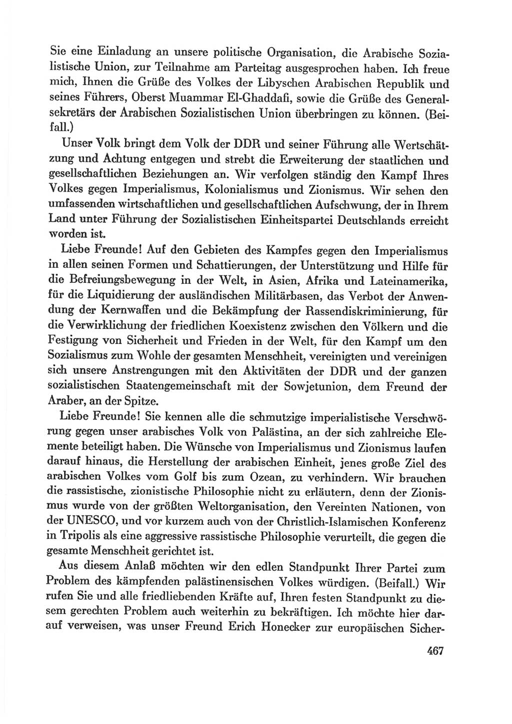 Protokoll der Verhandlungen des Ⅸ. Parteitages der Sozialistischen Einheitspartei Deutschlands (SED) [Deutsche Demokratische Republik (DDR)] 1976, Band 1, Seite 467 (Prot. Verh. Ⅸ. PT SED DDR 1976, Bd. 1, S. 467)