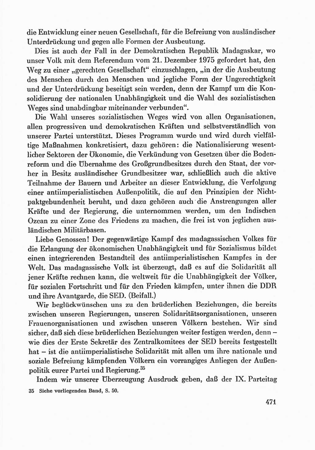 Protokoll der Verhandlungen des Ⅸ. Parteitages der Sozialistischen Einheitspartei Deutschlands (SED) [Deutsche Demokratische Republik (DDR)] 1976, Band 1, Seite 471 (Prot. Verh. Ⅸ. PT SED DDR 1976, Bd. 1, S. 471)