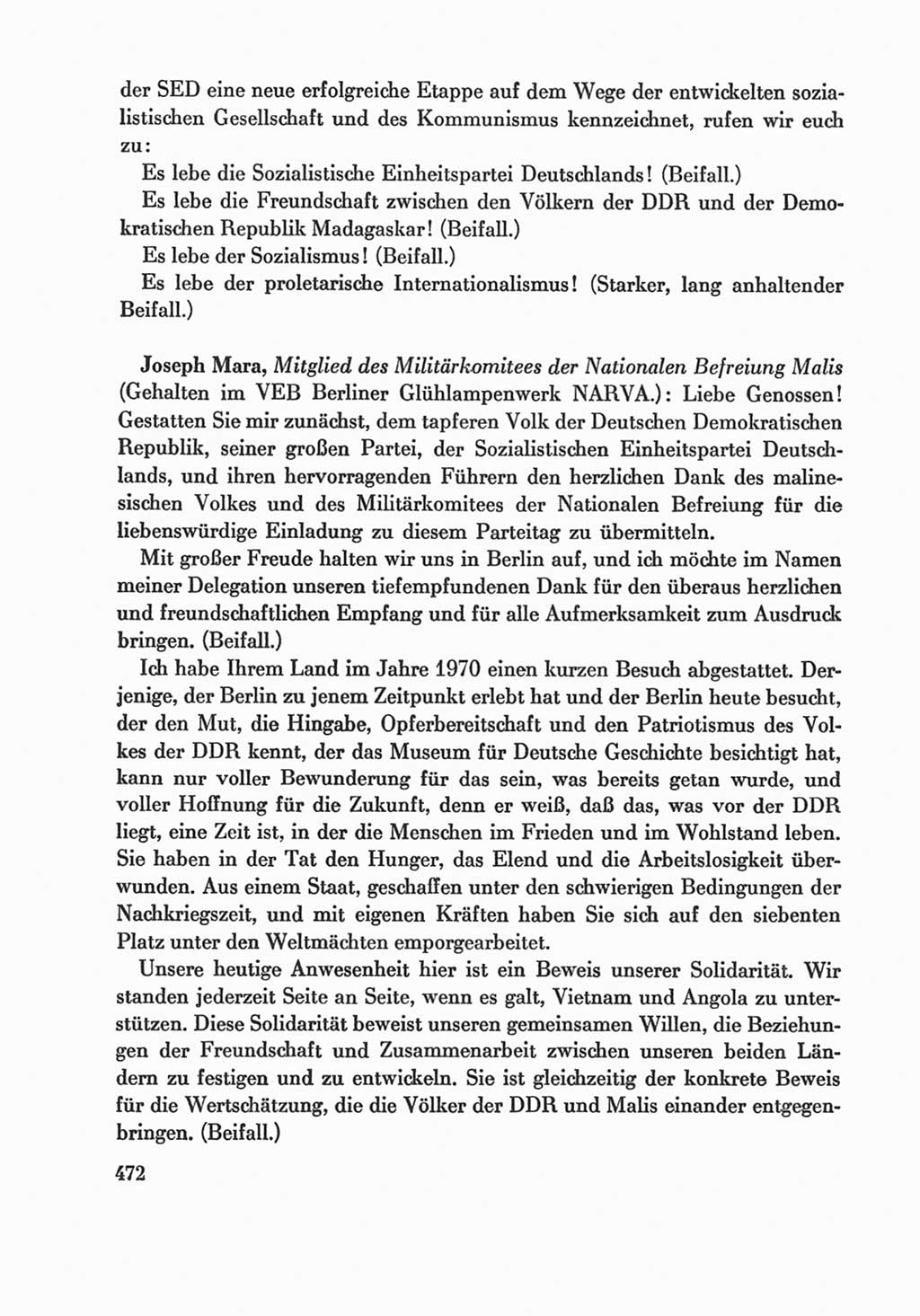 Protokoll der Verhandlungen des Ⅸ. Parteitages der Sozialistischen Einheitspartei Deutschlands (SED) [Deutsche Demokratische Republik (DDR)] 1976, Band 1, Seite 472 (Prot. Verh. Ⅸ. PT SED DDR 1976, Bd. 1, S. 472)
