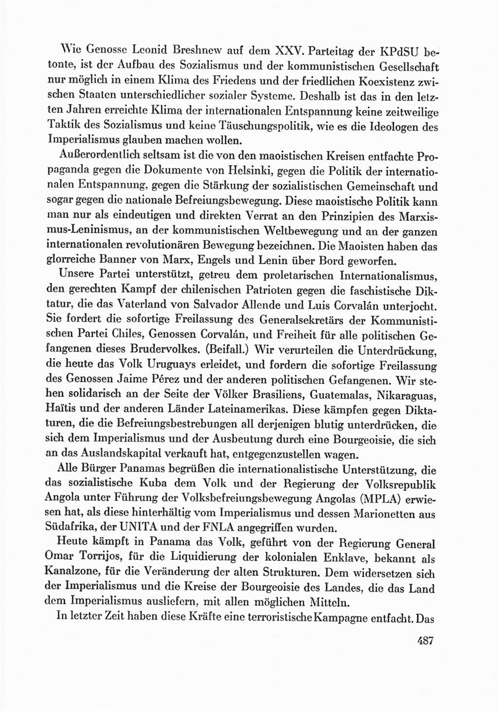 Protokoll der Verhandlungen des Ⅸ. Parteitages der Sozialistischen Einheitspartei Deutschlands (SED) [Deutsche Demokratische Republik (DDR)] 1976, Band 1, Seite 487 (Prot. Verh. Ⅸ. PT SED DDR 1976, Bd. 1, S. 487)