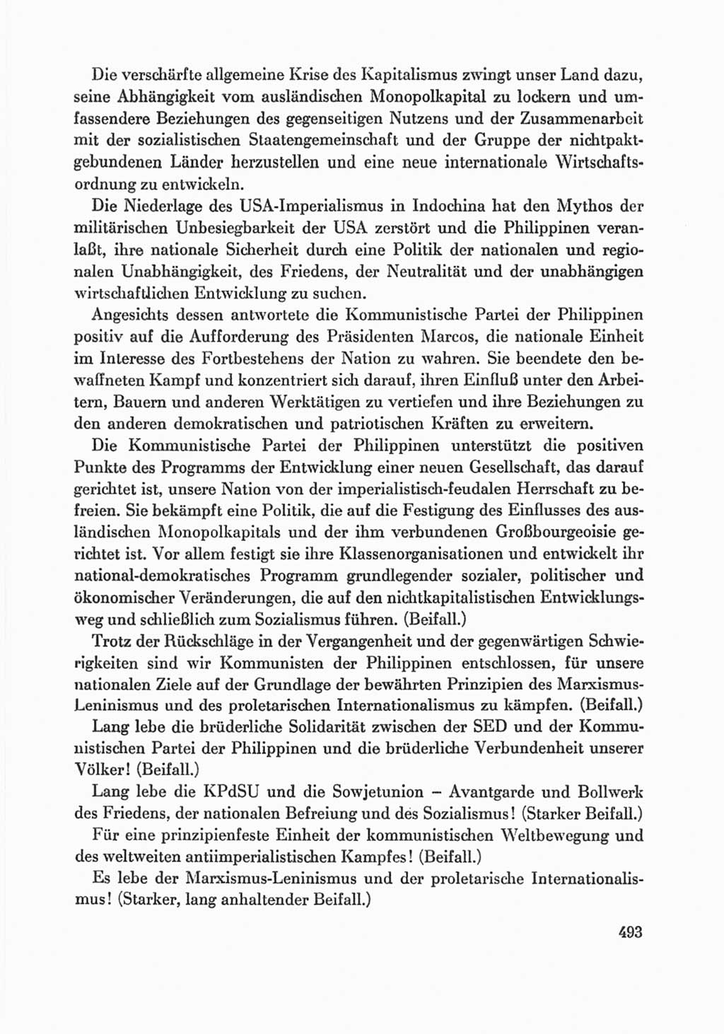 Protokoll der Verhandlungen des Ⅸ. Parteitages der Sozialistischen Einheitspartei Deutschlands (SED) [Deutsche Demokratische Republik (DDR)] 1976, Band 1, Seite 493 (Prot. Verh. Ⅸ. PT SED DDR 1976, Bd. 1, S. 493)