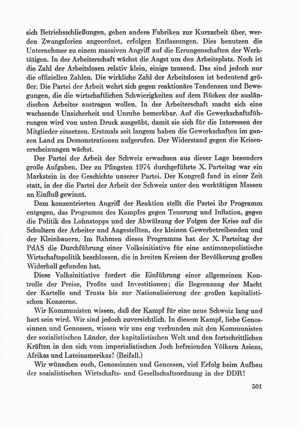 Protokoll der Verhandlungen des Ⅸ. Parteitages der Sozialistischen Einheitspartei Deutschlands (SED) [Deutsche Demokratische Republik (DDR)] 1976, Band 1, Seite 501 (Prot. Verh. Ⅸ. PT SED DDR 1976, Bd. 1, S. 501)