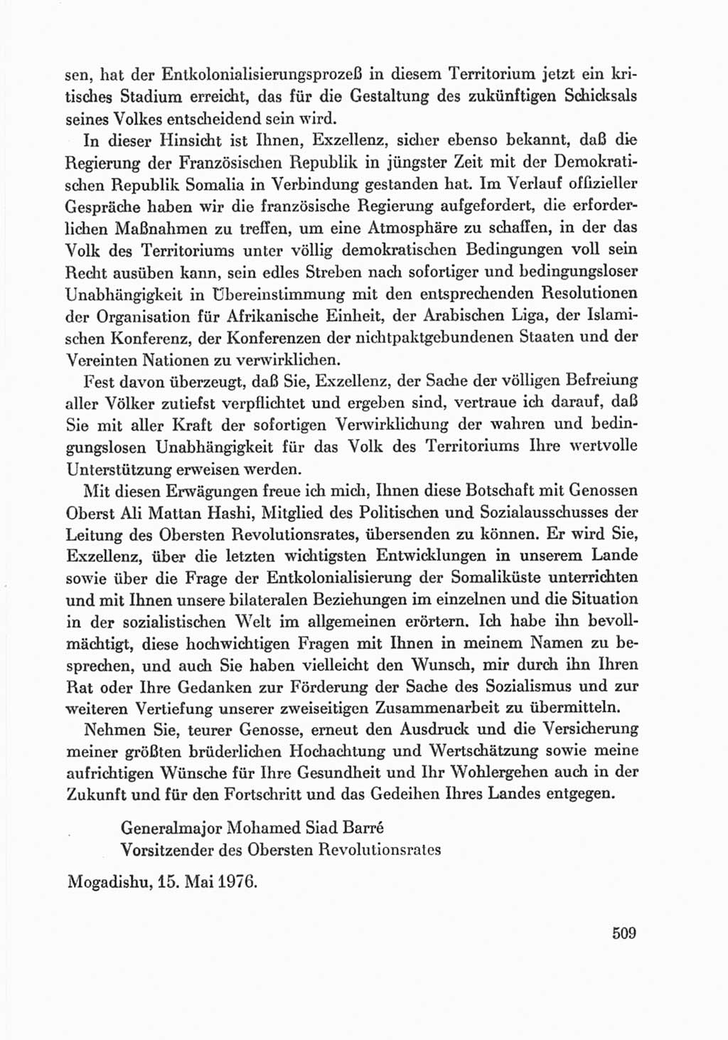 Protokoll der Verhandlungen des Ⅸ. Parteitages der Sozialistischen Einheitspartei Deutschlands (SED) [Deutsche Demokratische Republik (DDR)] 1976, Band 1, Seite 509 (Prot. Verh. Ⅸ. PT SED DDR 1976, Bd. 1, S. 509)