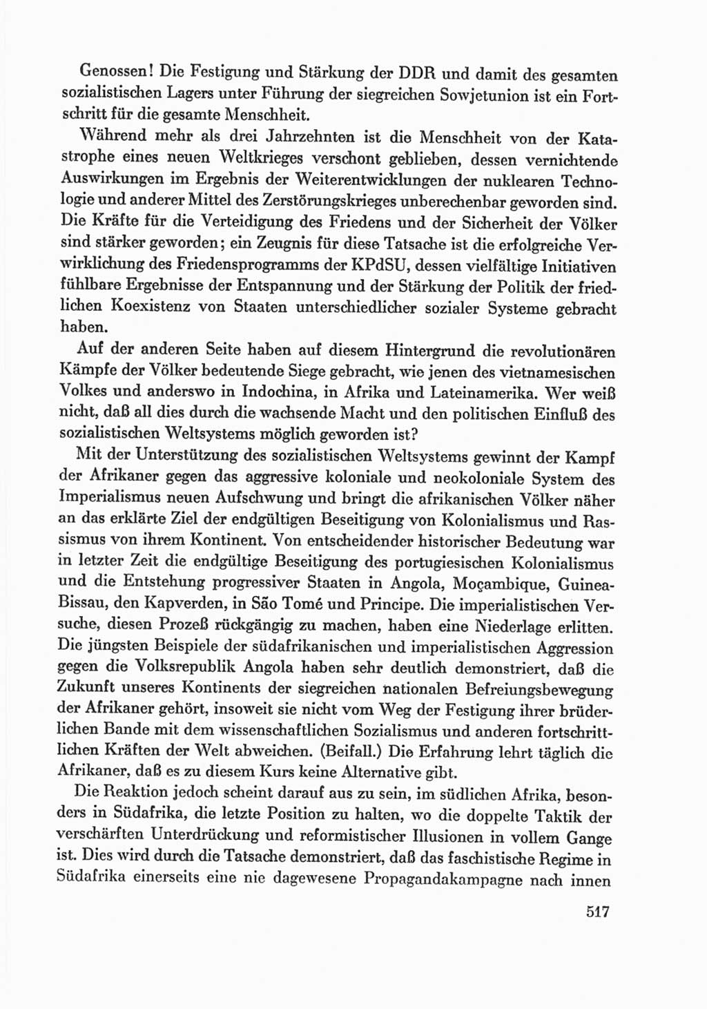 Protokoll der Verhandlungen des Ⅸ. Parteitages der Sozialistischen Einheitspartei Deutschlands (SED) [Deutsche Demokratische Republik (DDR)] 1976, Band 1, Seite 517 (Prot. Verh. Ⅸ. PT SED DDR 1976, Bd. 1, S. 517)