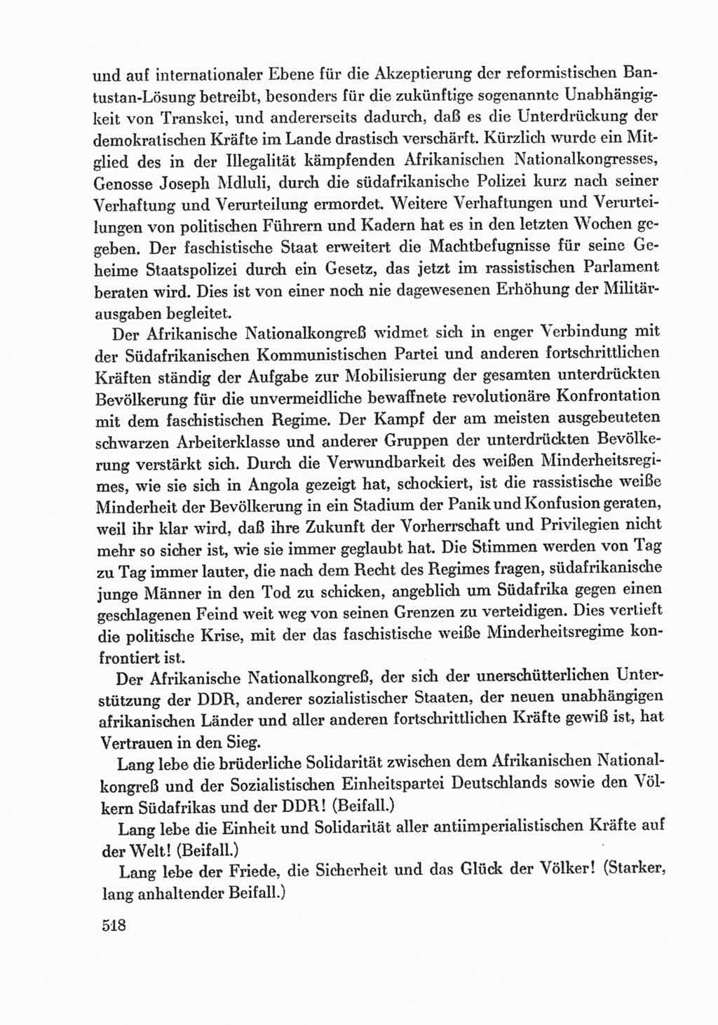 Protokoll der Verhandlungen des Ⅸ. Parteitages der Sozialistischen Einheitspartei Deutschlands (SED) [Deutsche Demokratische Republik (DDR)] 1976, Band 1, Seite 518 (Prot. Verh. Ⅸ. PT SED DDR 1976, Bd. 1, S. 518)