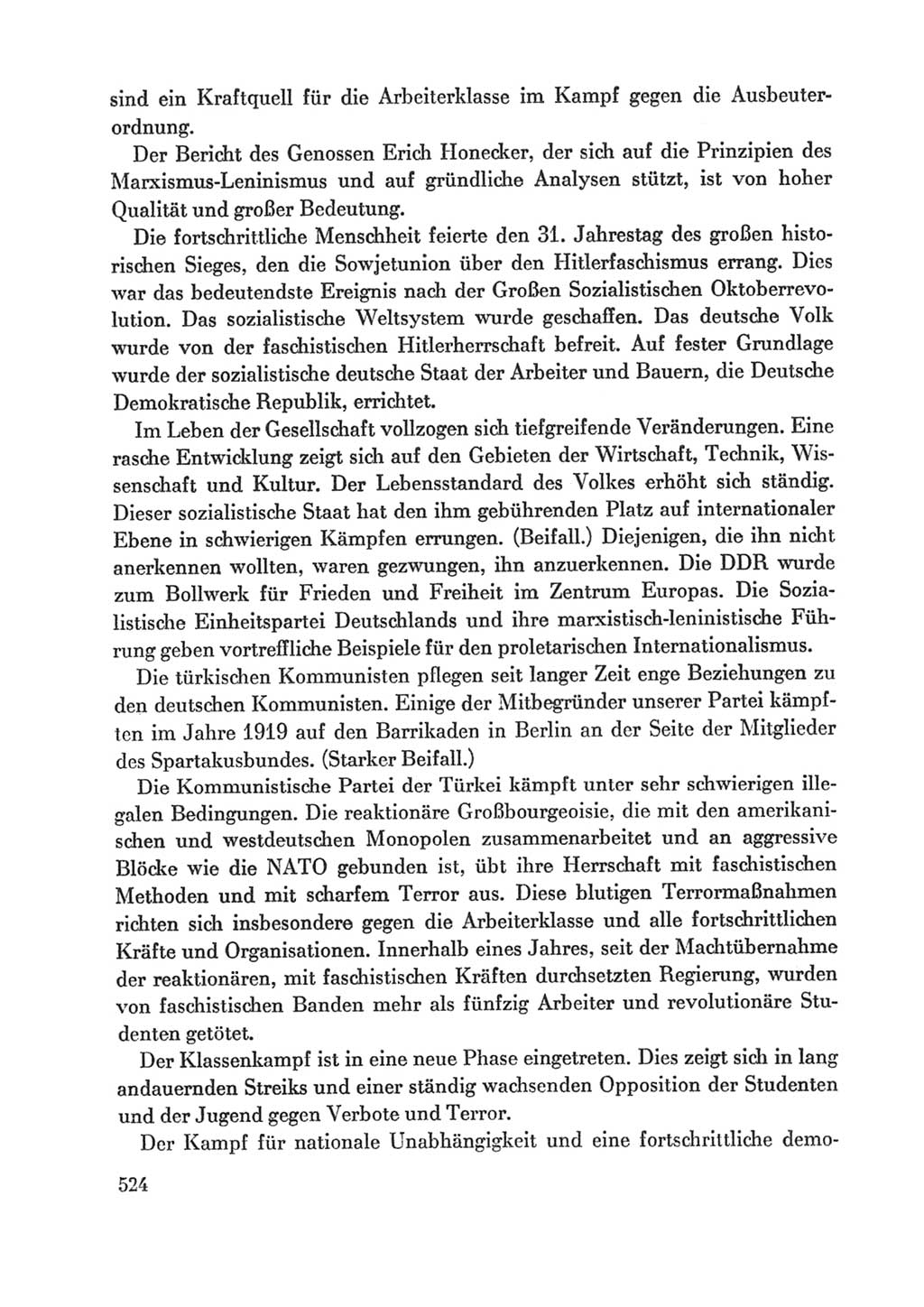 Protokoll der Verhandlungen des Ⅸ. Parteitages der Sozialistischen Einheitspartei Deutschlands (SED) [Deutsche Demokratische Republik (DDR)] 1976, Band 1, Seite 524 (Prot. Verh. Ⅸ. PT SED DDR 1976, Bd. 1, S. 524)