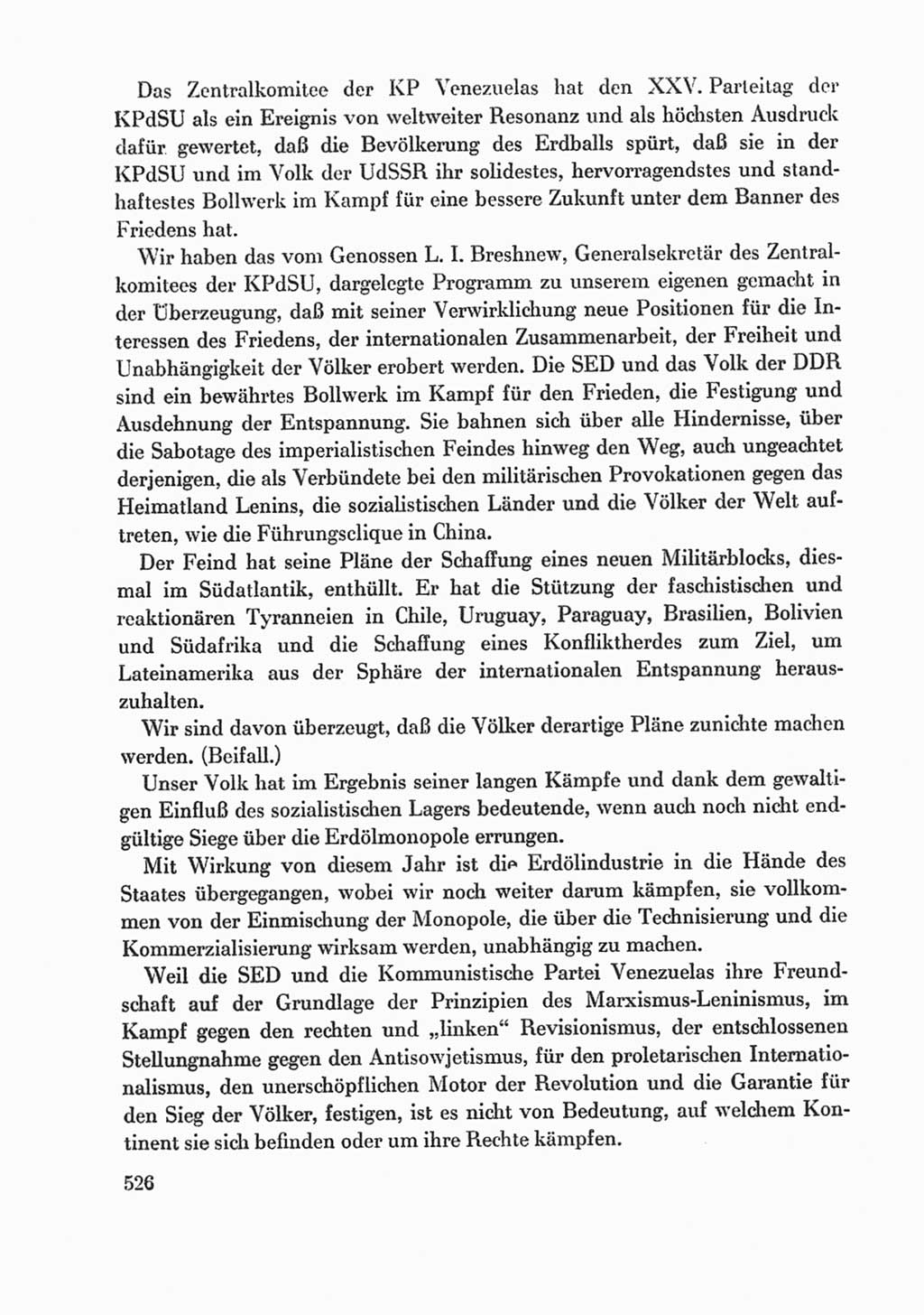 Protokoll der Verhandlungen des Ⅸ. Parteitages der Sozialistischen Einheitspartei Deutschlands (SED) [Deutsche Demokratische Republik (DDR)] 1976, Band 1, Seite 526 (Prot. Verh. Ⅸ. PT SED DDR 1976, Bd. 1, S. 526)